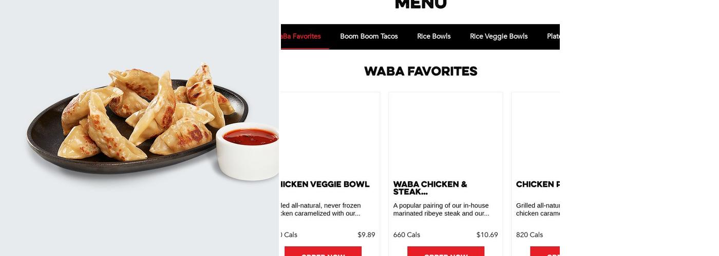 WaBa Grill Menu