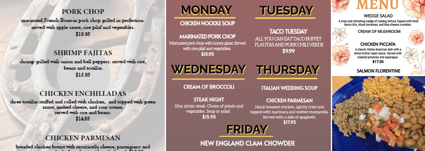 Diamond Jim's Casino Menu