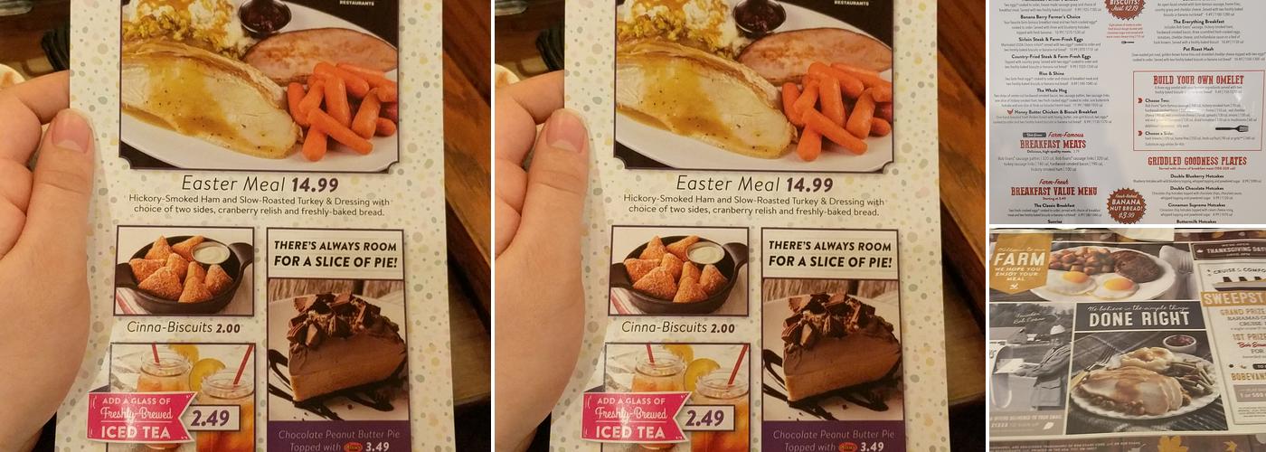 Bob Evans Menu