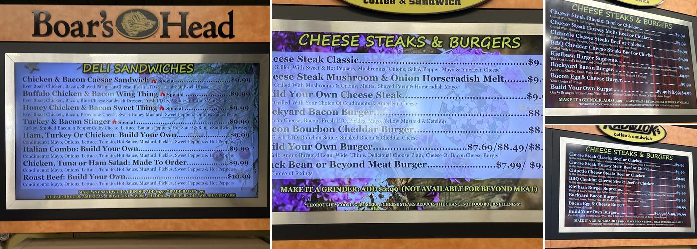 RADWICK's Store Menu
