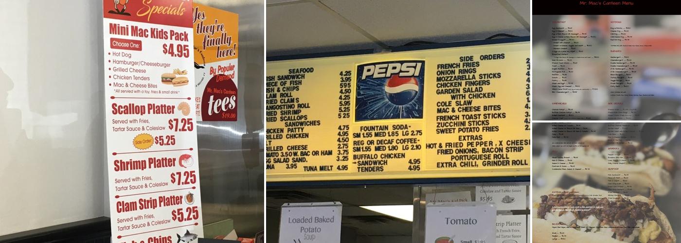 Mr Mac's Canteen Menu