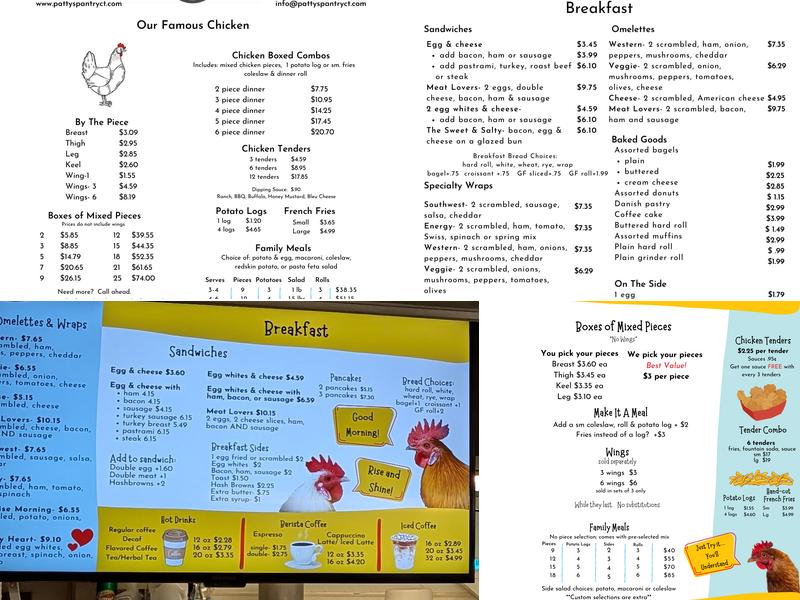 Patty's Pantry Menu