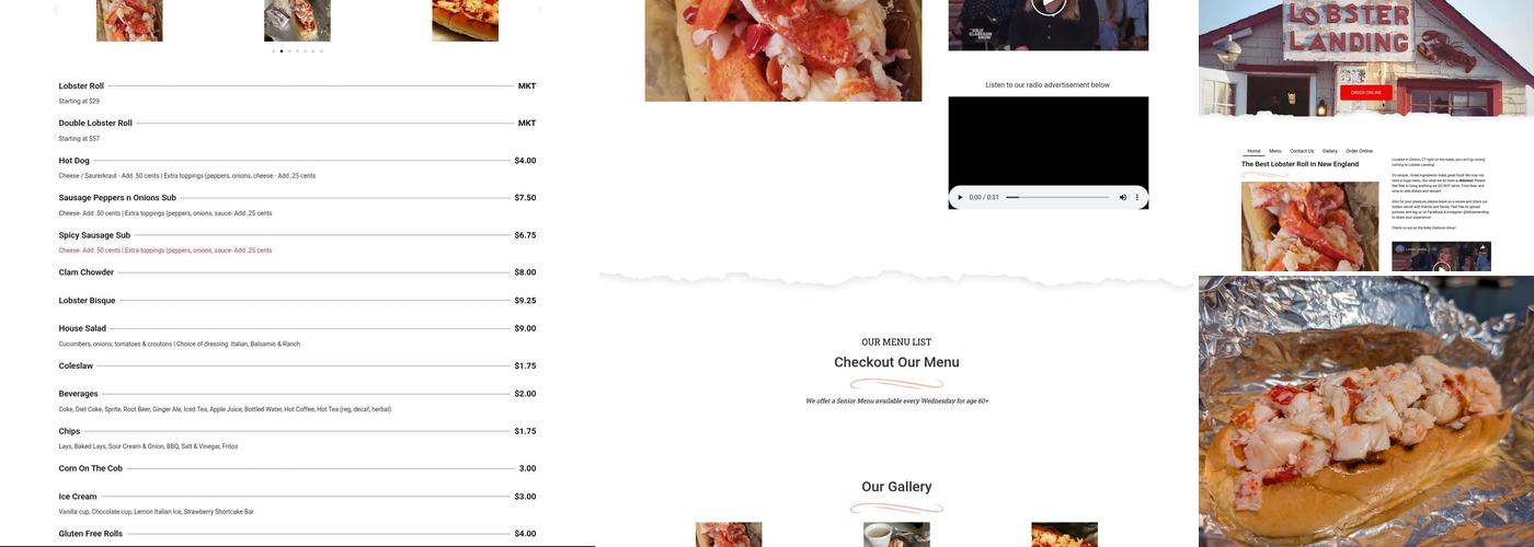 Lobster Landing Menu