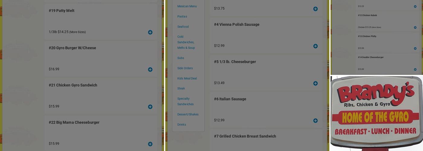 Brandys Gyros Menu