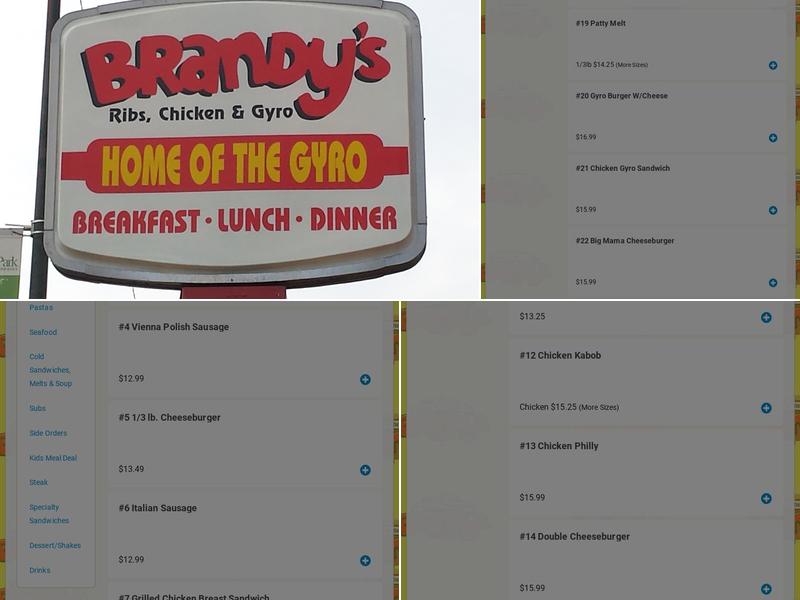 Brandys Gyros Menu