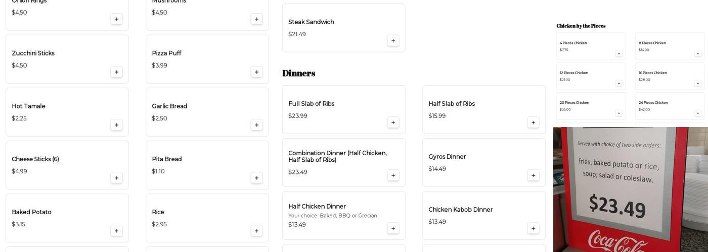 Booby's Menu