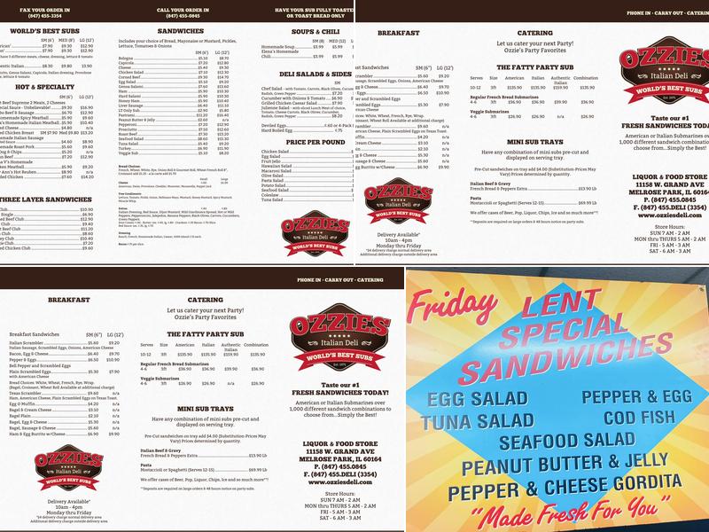 Ozzie's Deli Menu