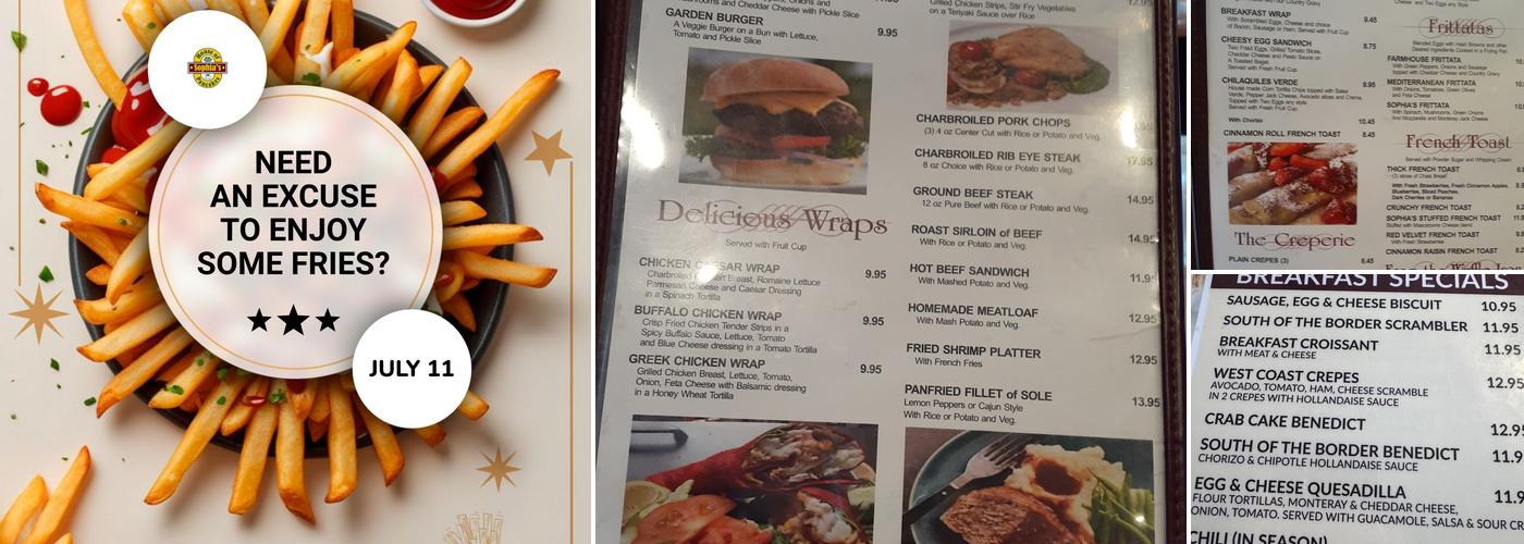 Sophia's House of Pancakes Menu