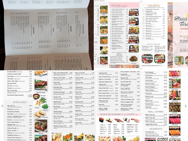 Rixie's Carry Out Menu