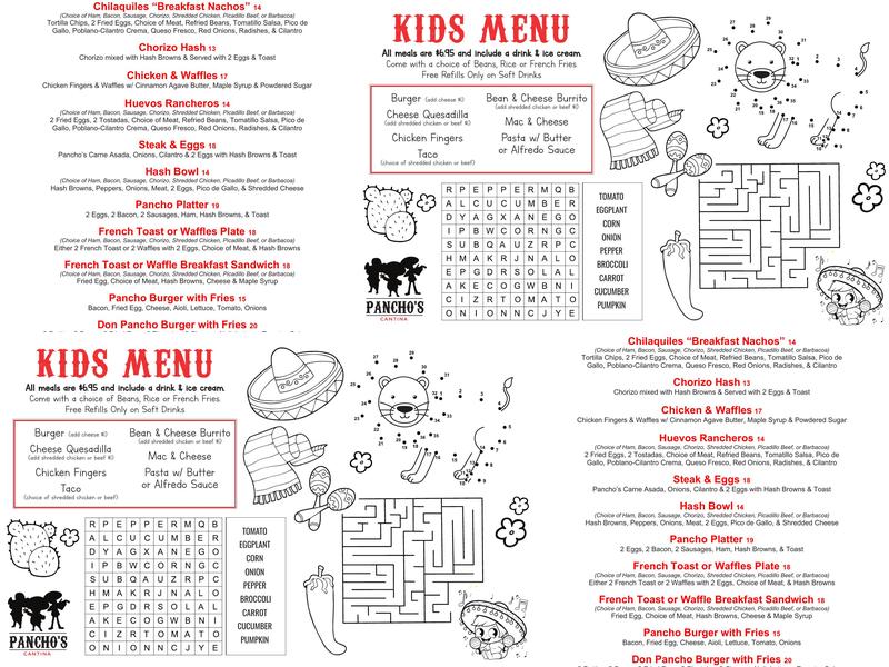 Panchos Cantina Menu