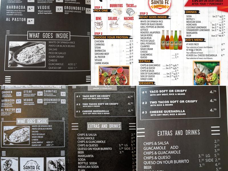 Santa Fe Burrito Grill Menu