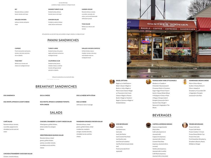 Gunther Tooties Menu