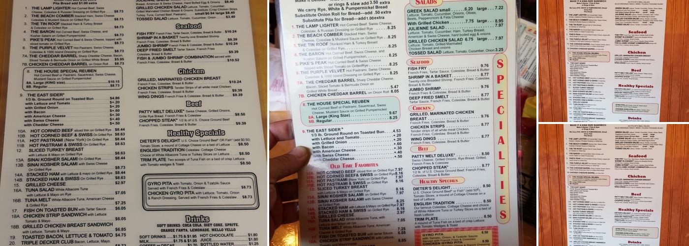 House of Reuben 8 Mile Menu