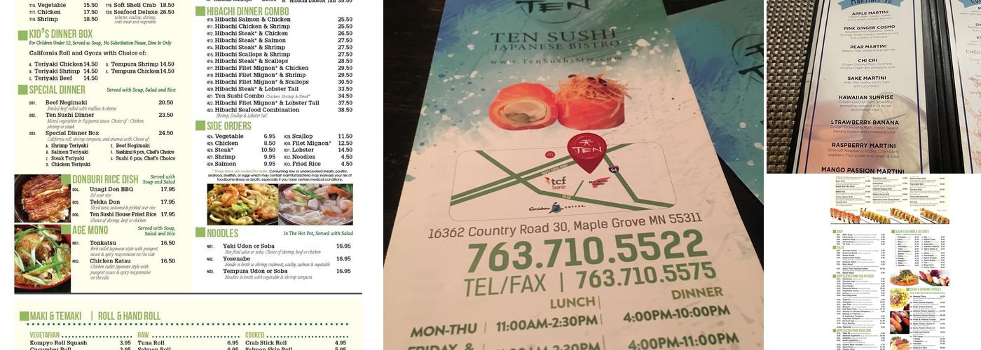 Ten Sushi Menu