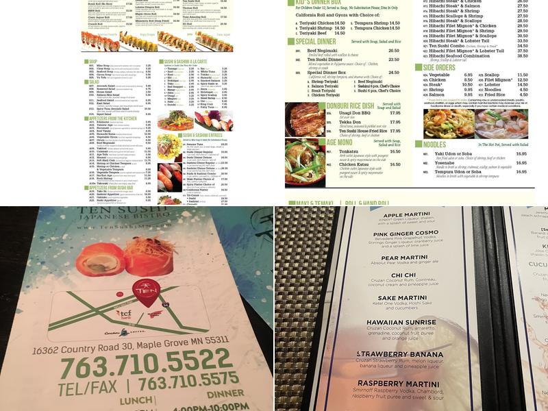 Ten Sushi Menu