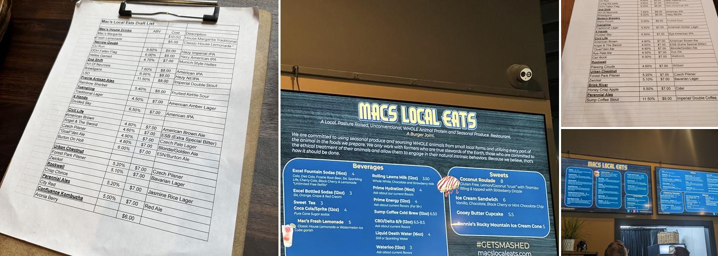 Mac's Local Eats Menu
