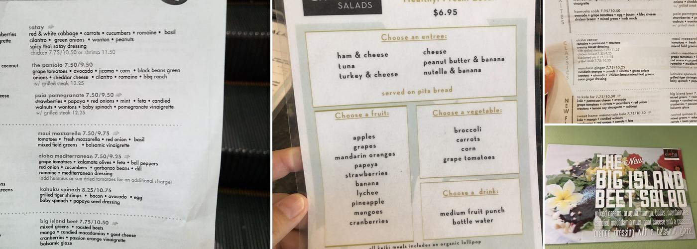 Aloha Salads Menu