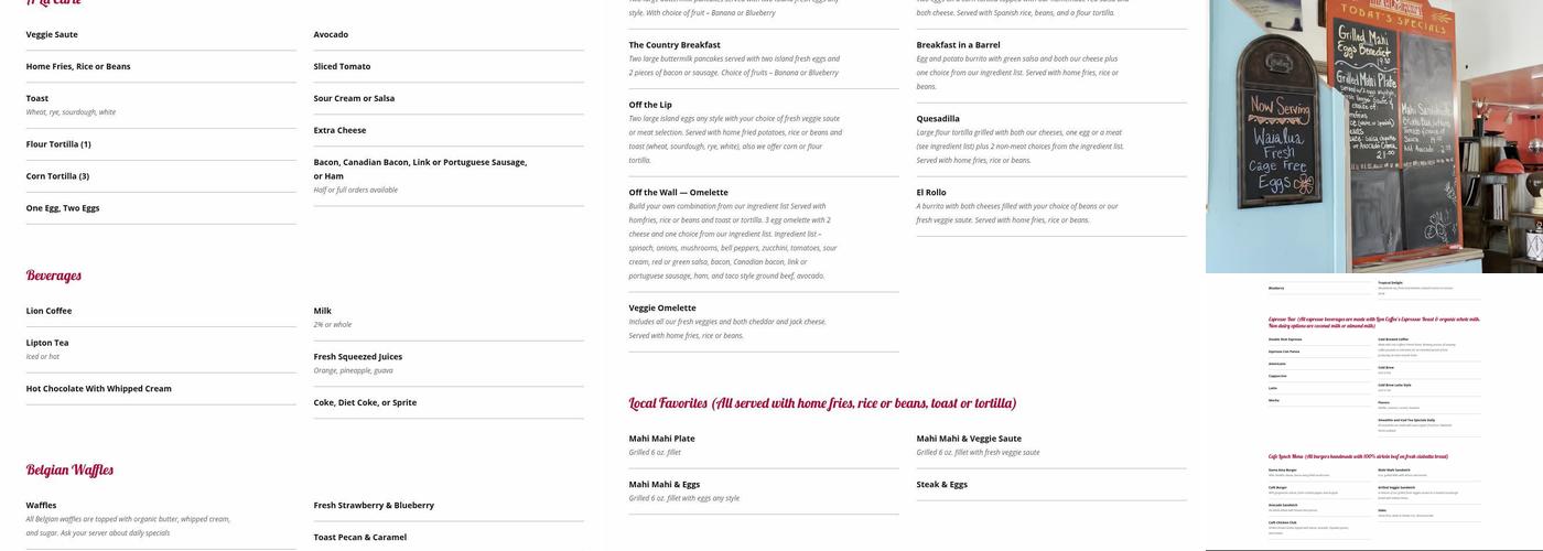 Café Haleiwa Menu