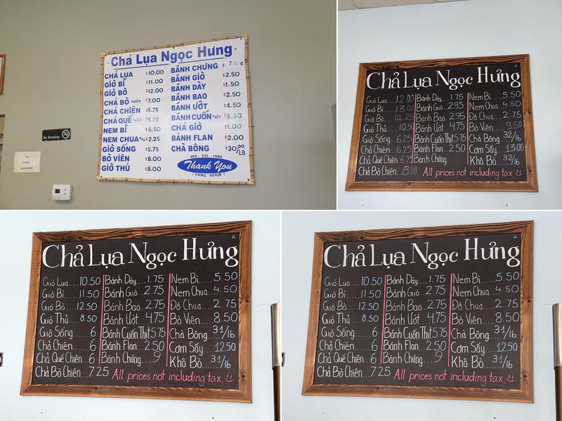 Cha Lua Ngoc Hung Menu