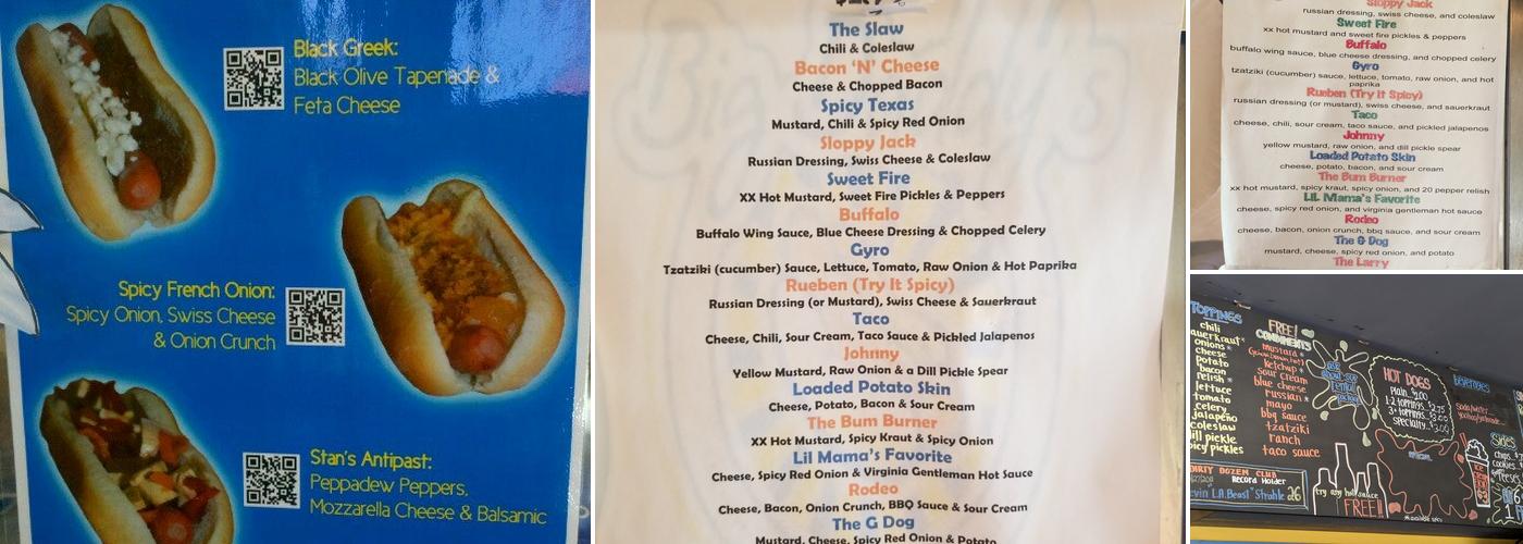 Big Daddy's Dogs Menu