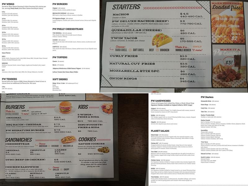 Planet Wings Menu