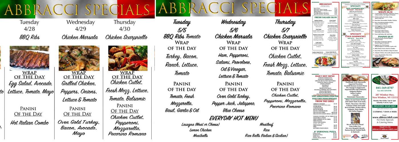Abbracci Italian Deli & Catering Menu