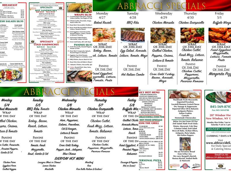 Abbracci Italian Deli & Catering Menu