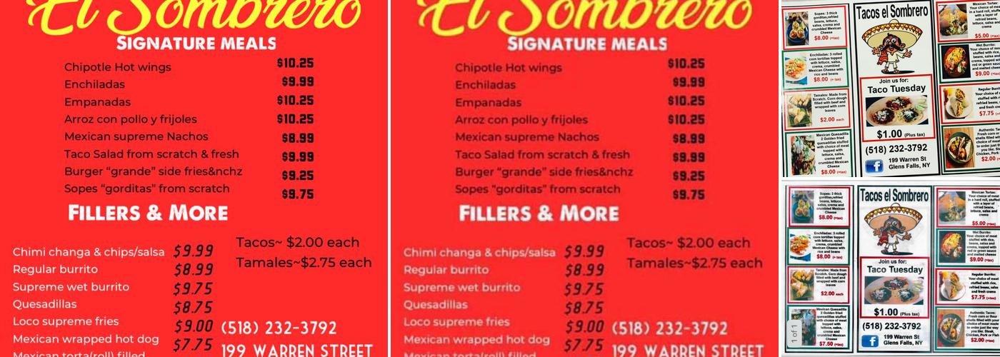Tacos el Sombrero Menu