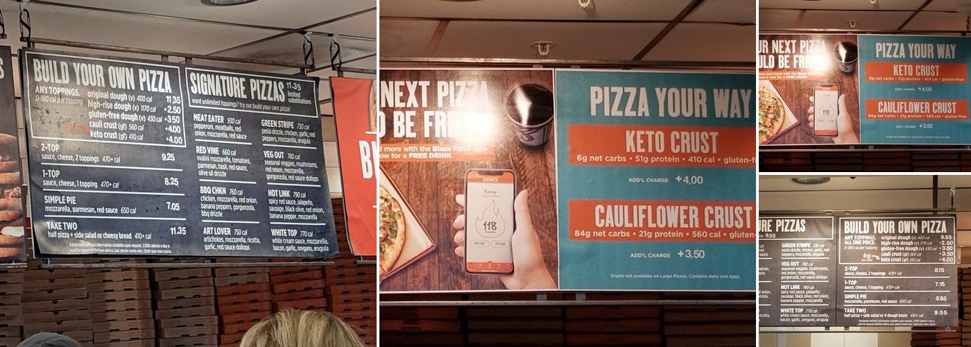 Blaze Pizza Menu