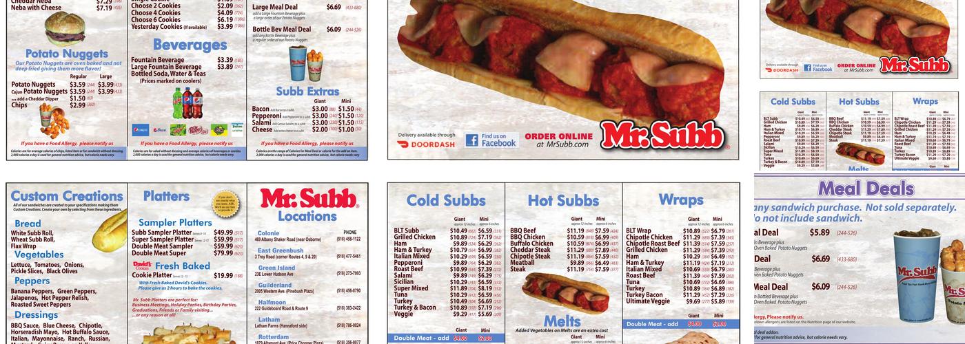 Mr. Subb - Pinebush Plaza Menu