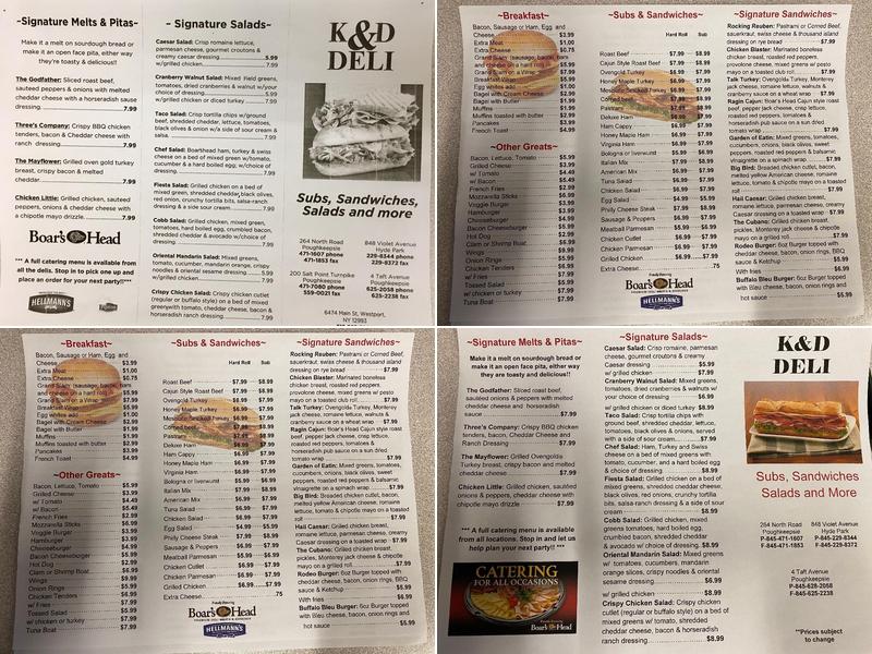 K & D Deli Menu