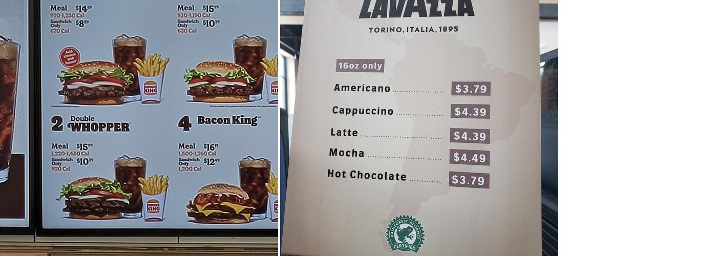 Iroquois Travel Plaza Menu