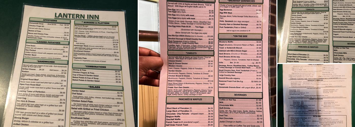 Lantern Inn Menu
