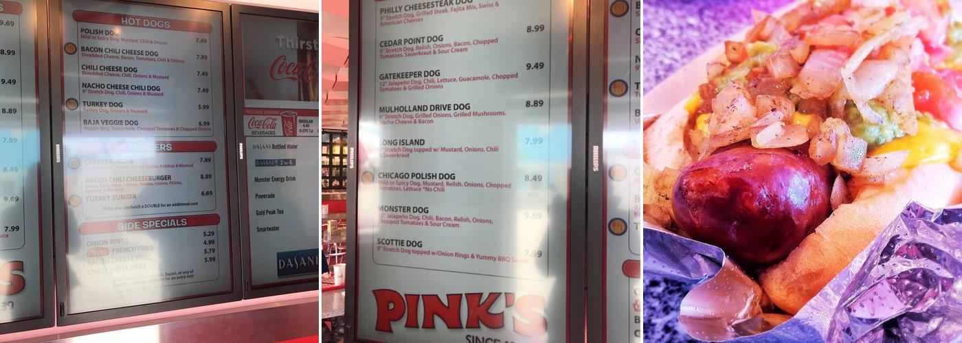 Pink's Hollywood Legend Menu