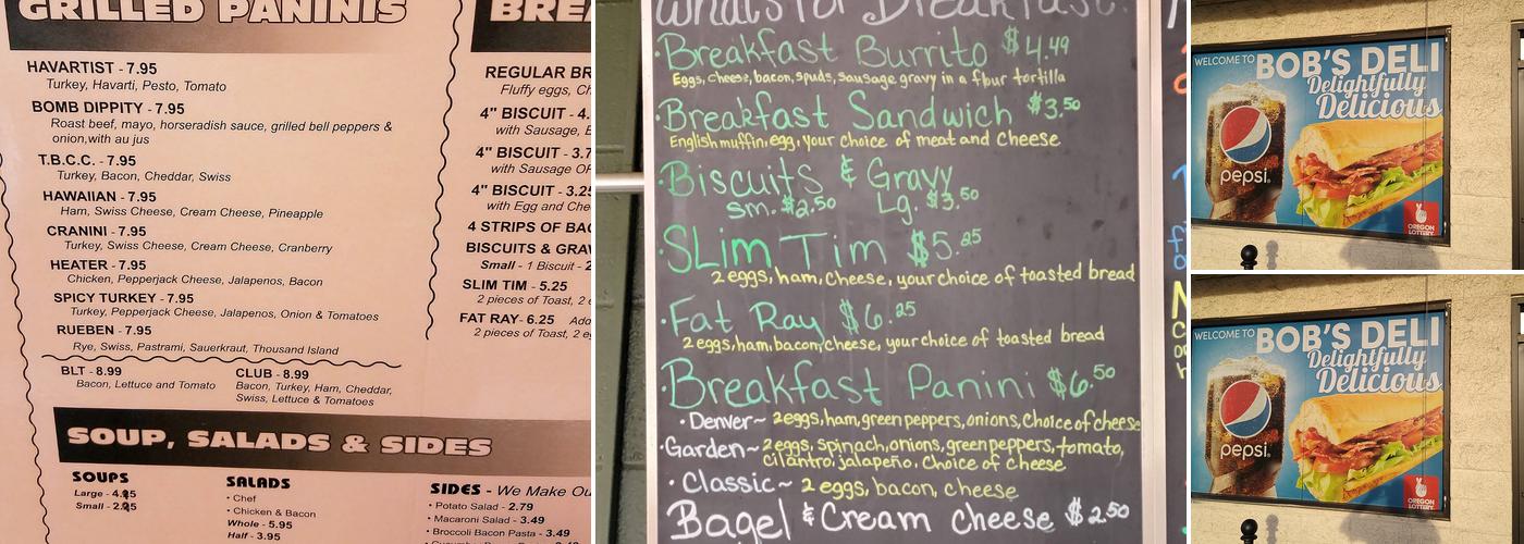 Bob's Deli Menu