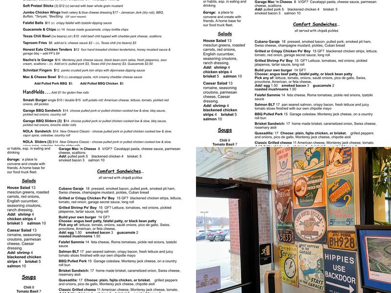 Epicurean Garage Menu