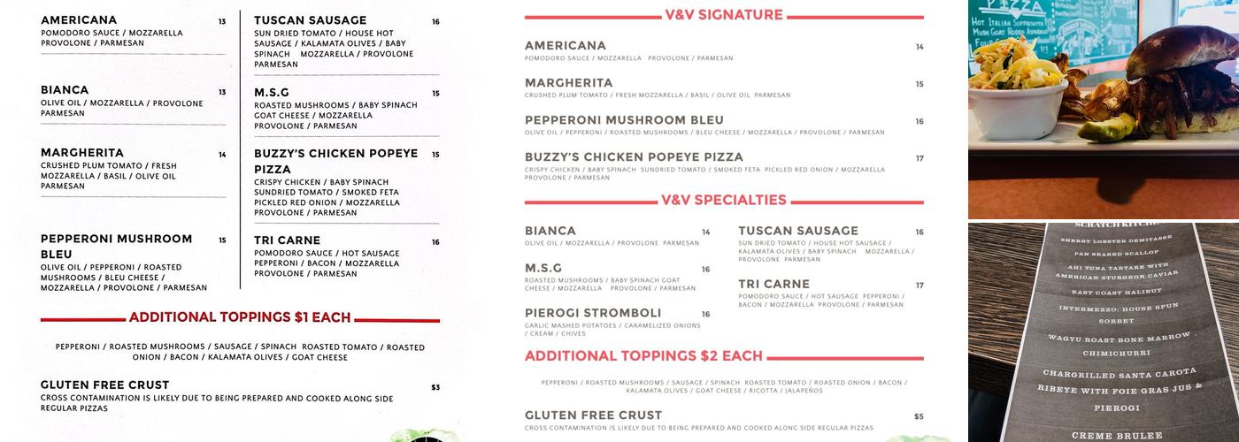 V&V Scratch Kitchen Menu
