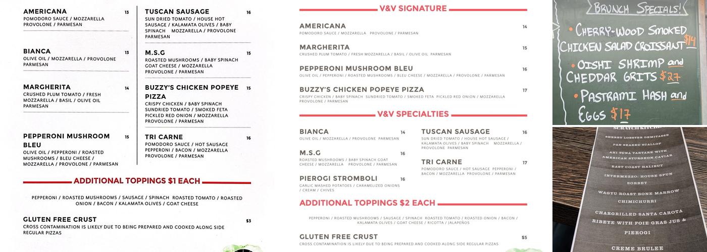 V&V Scratch Kitchen Menu