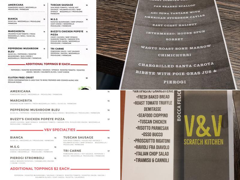 V&V Scratch Kitchen Menu