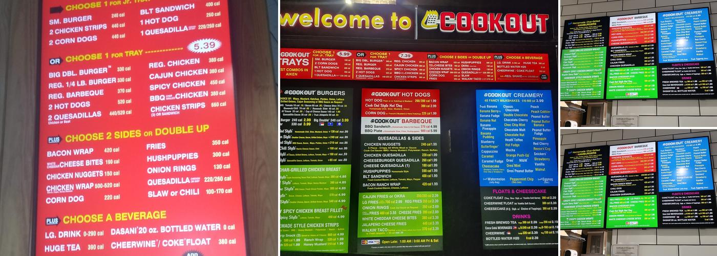 Cook Out Menu