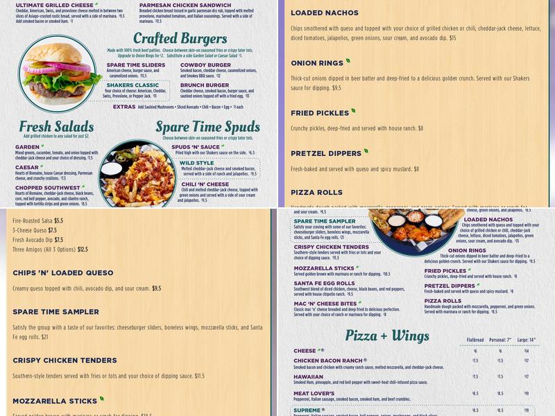 Spare Time Texas Pflugerville Menu
