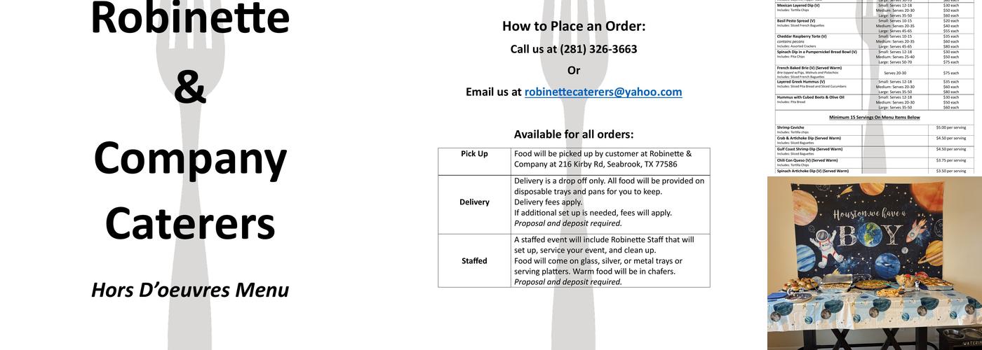 Robinette & Company Caterers Menu