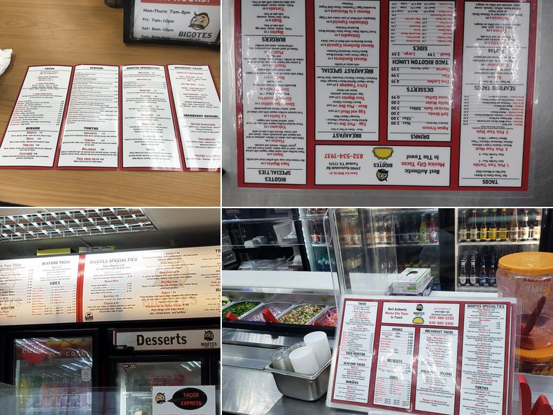 Bigotes Street Tacos Menu