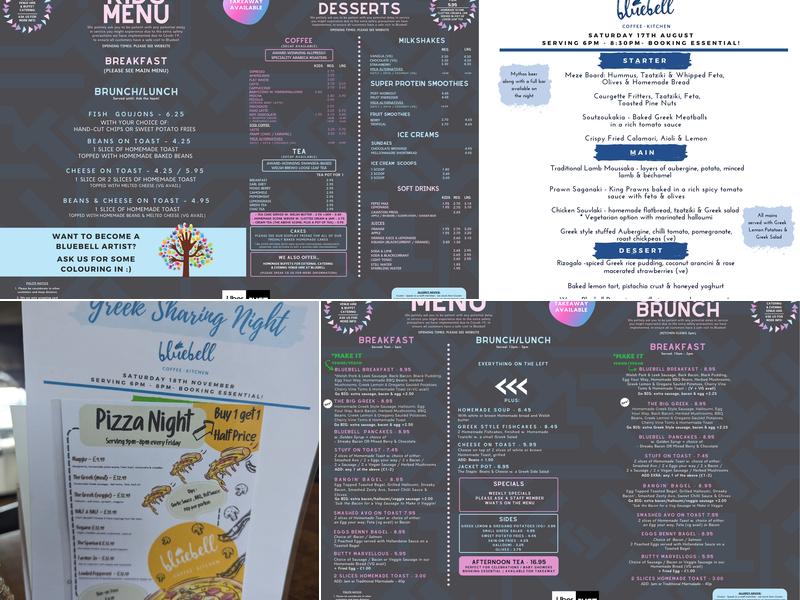 Bluebell Coffee & Kitchen Menu