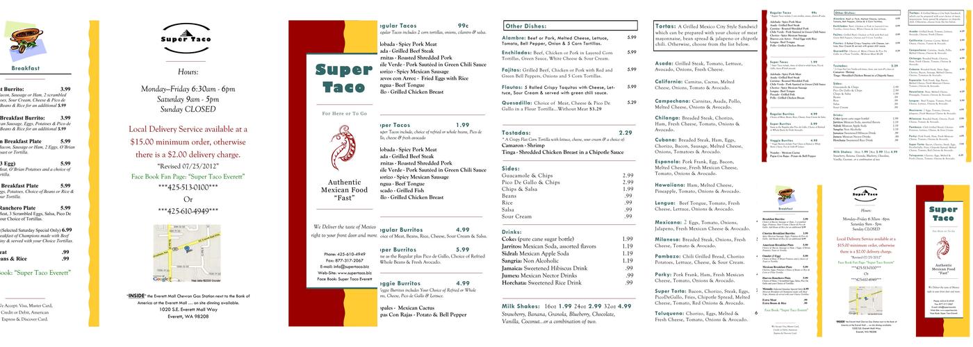 Super Taco Mexican Grill Menu