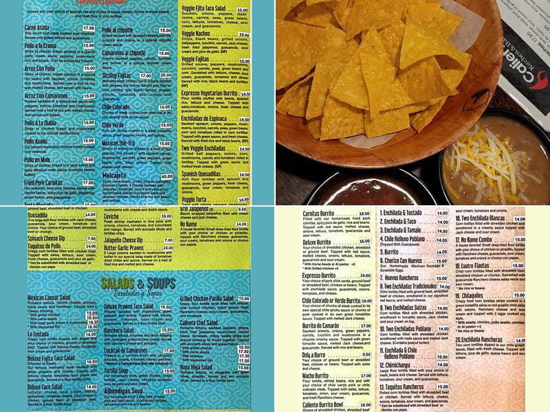 Caliente Kitchen and Bar Menu
