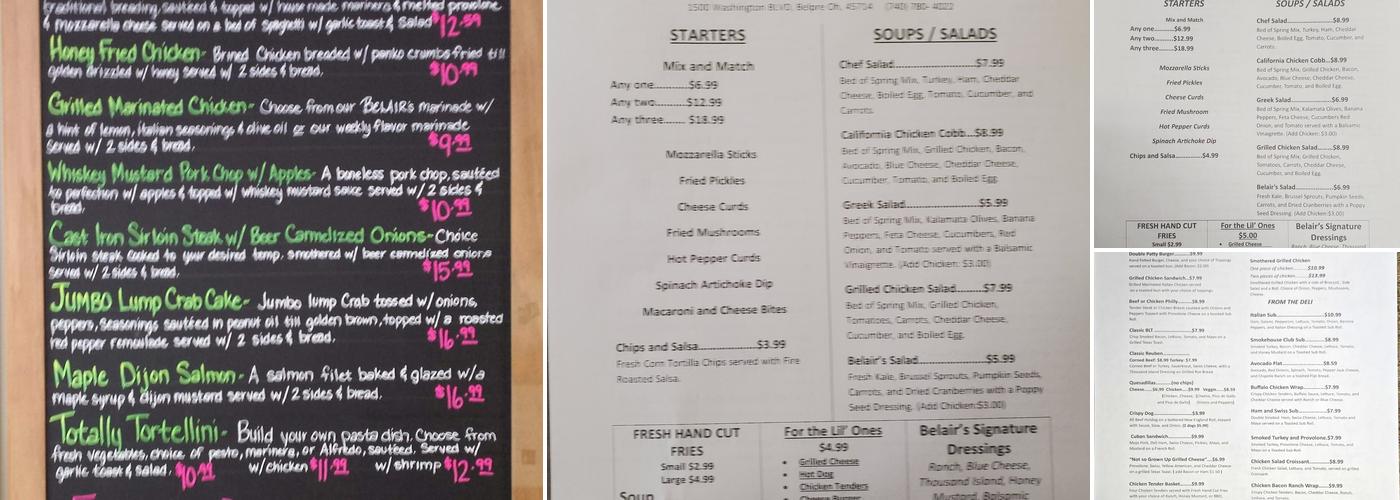 Belair's Bistro & Catering Menu