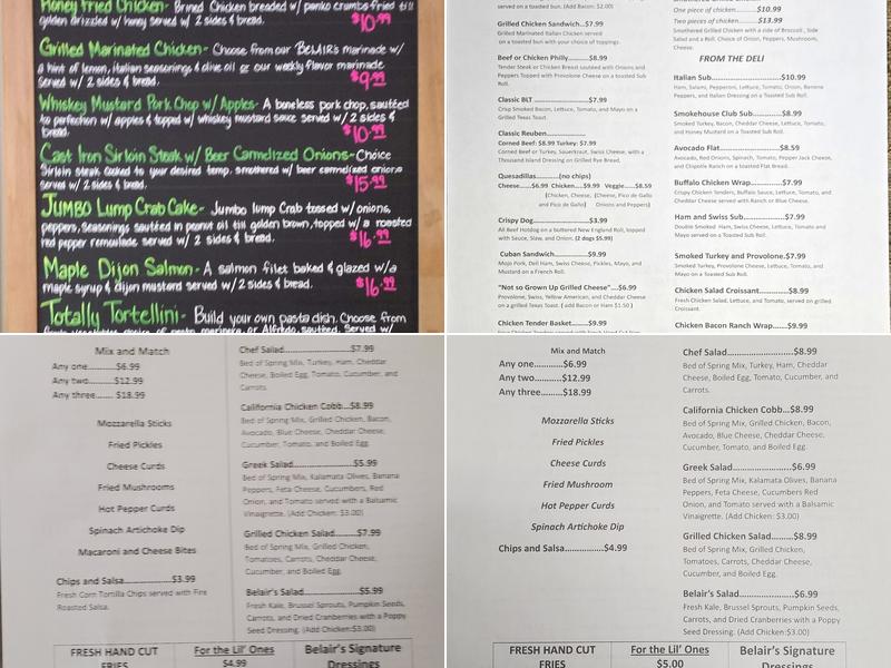 Belair's Bistro & Catering Menu