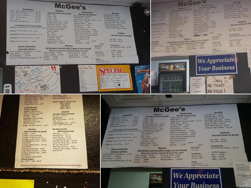 McGee's Chicken Menu