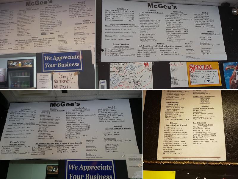 McGee's Chicken Menu